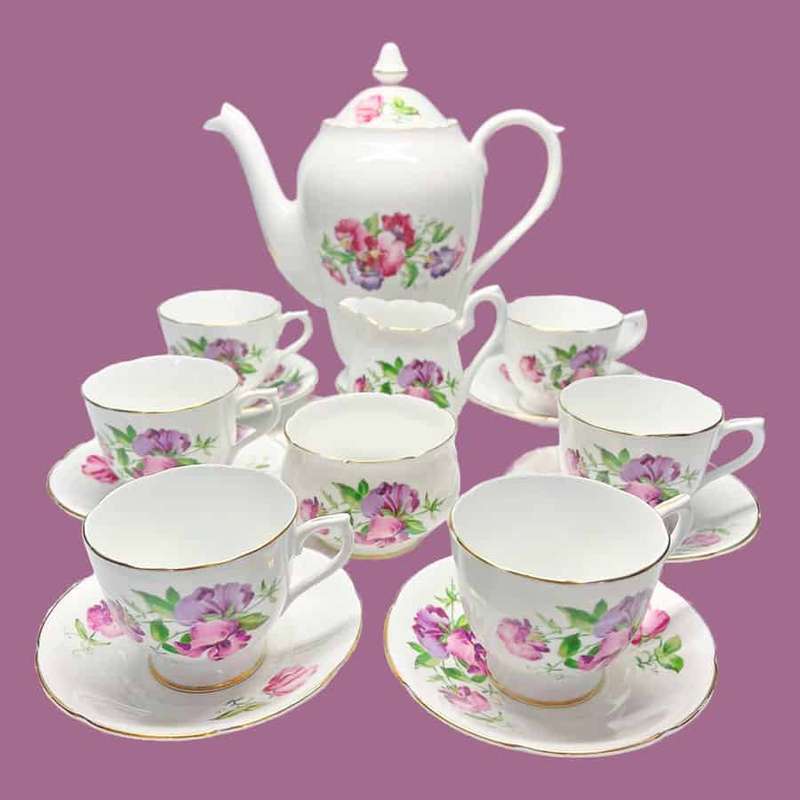 Collingwood's Bone China Sweet Pea Coffee Service