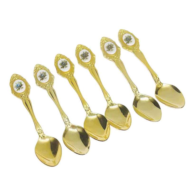 Eetrite 24ct Gold Plated Tea Spoons Royal Albert Moonlight Rose