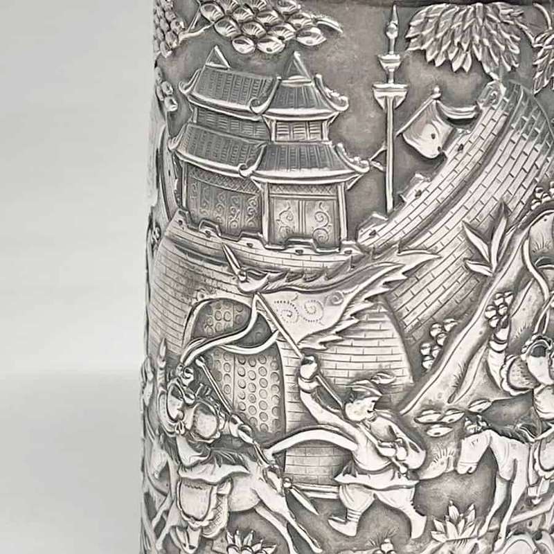 Rare Chinese Silver Export Tankard Leeching 1870