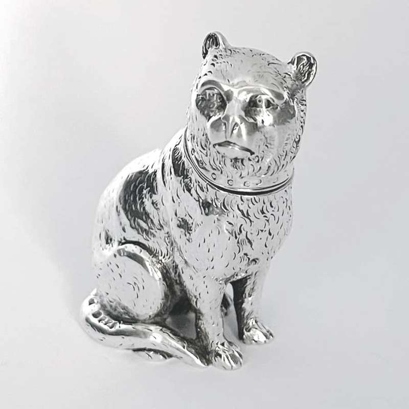 Rare Victorian Cast Silver Novelty Cat Pepperrette London 1877 Edward Stockwell