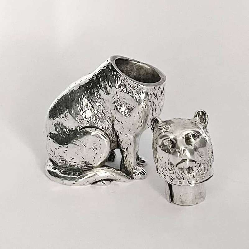 Rare Victorian Cast Silver Novelty Cat Pepperrette London 1877 Edward Stockwell