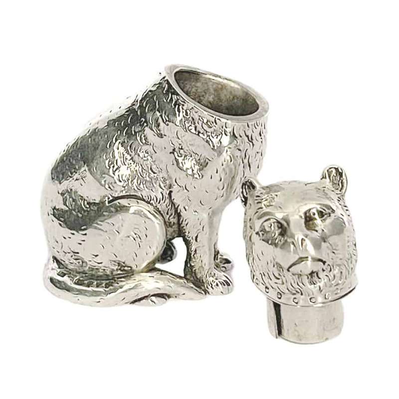 Rare Victorian Cast Silver Novelty Cat Pepperrette London 1877 Edward Stockwell