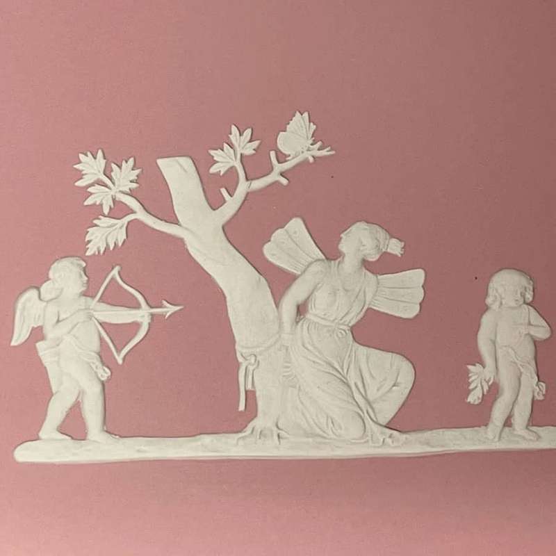 Wedgwood Pink Jasperware Angel Cherub Scene
