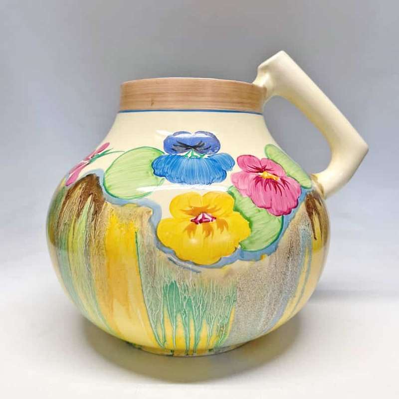 Clarice Cliff Delicia Pansies Handled Jug 634