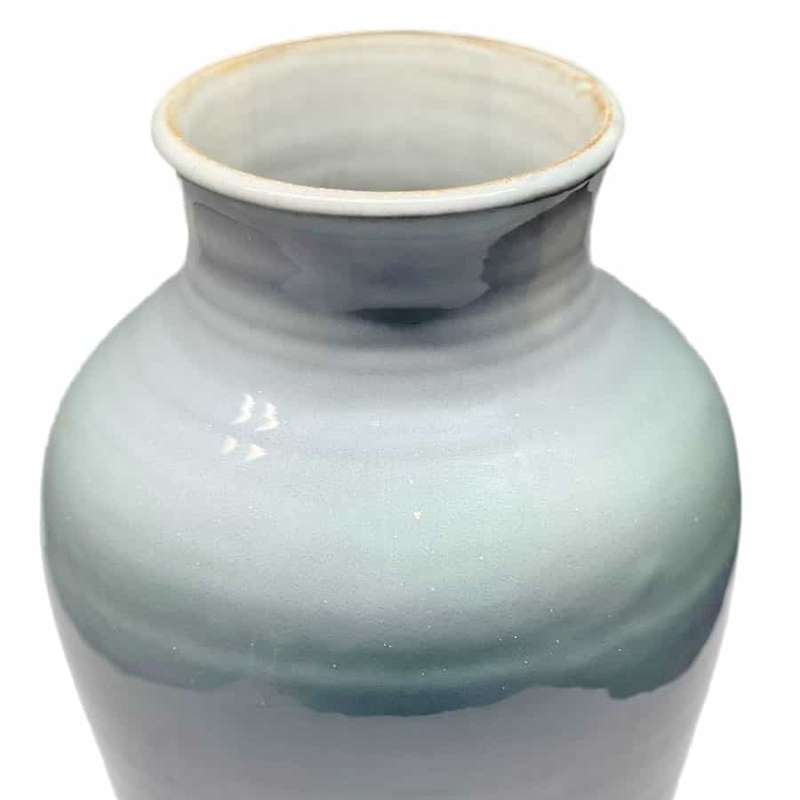 Linnware Pottery Unusual Green Purple Glaze Vase
