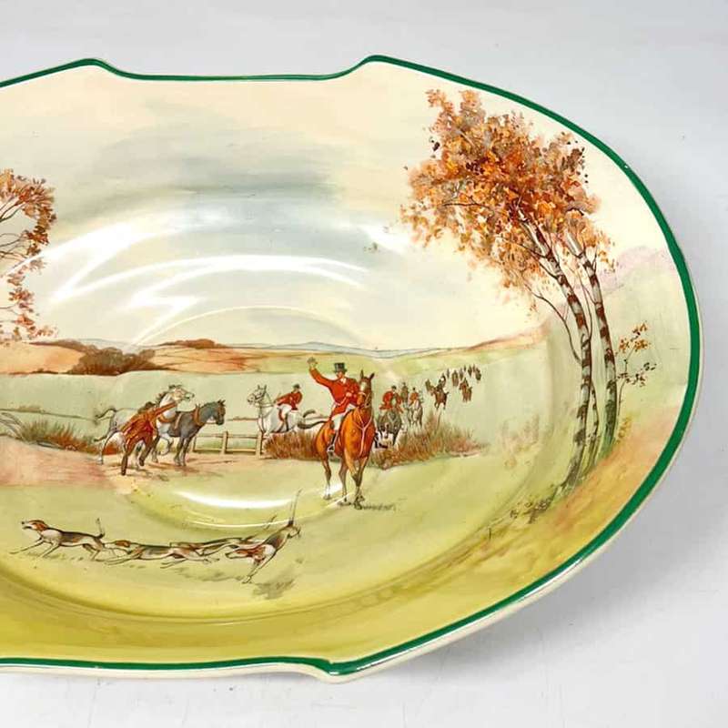 Royal Doulton Fox Hunting Green Rimmed Bowl D5104