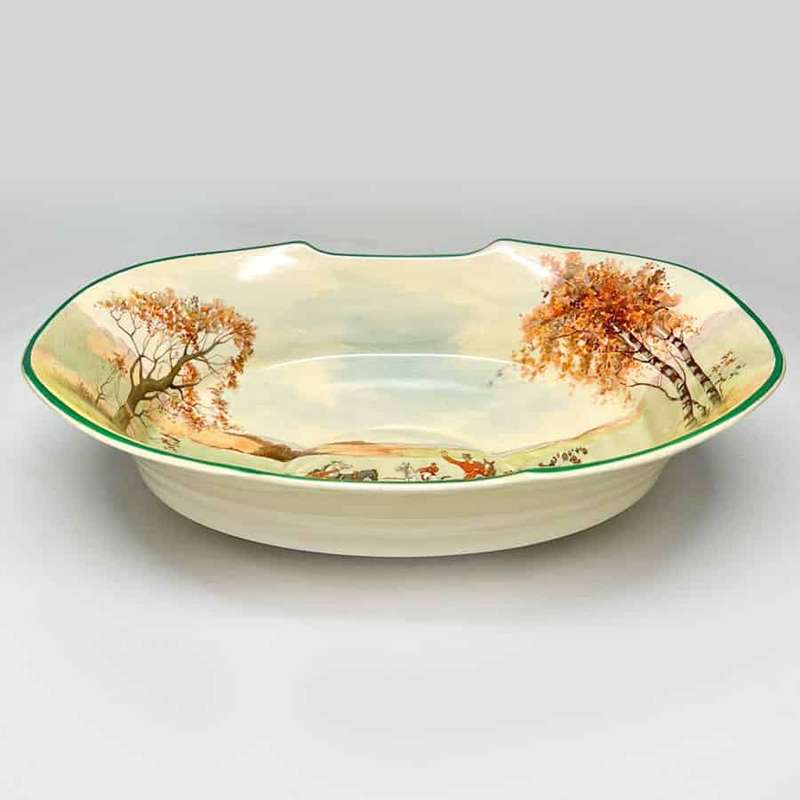 Royal Doulton Fox Hunting Green Rimmed Bowl D5104