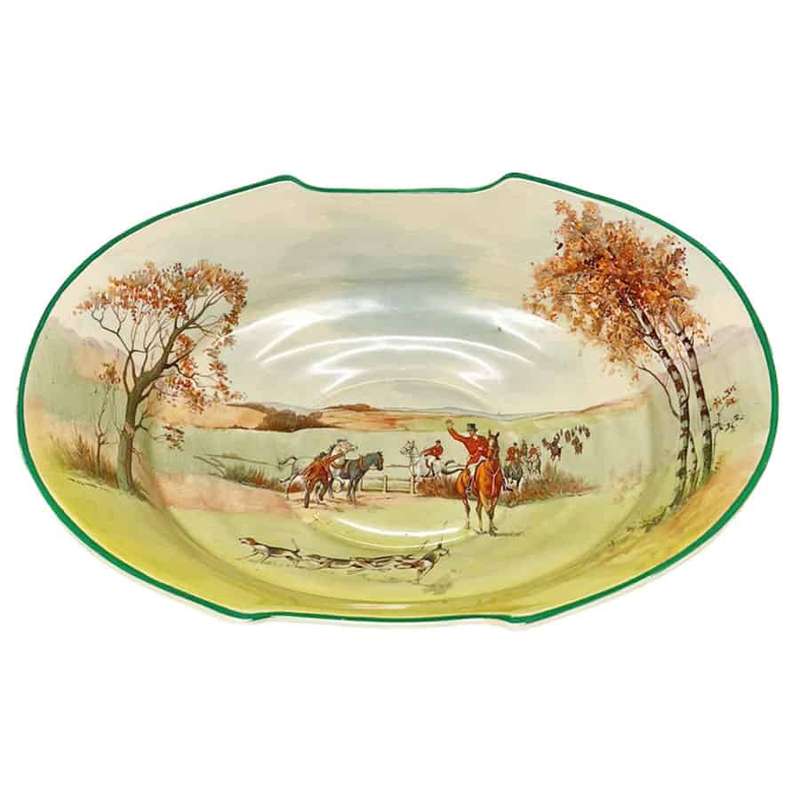 Royal Doulton Fox Hunting Green Rimmed Bowl D5104