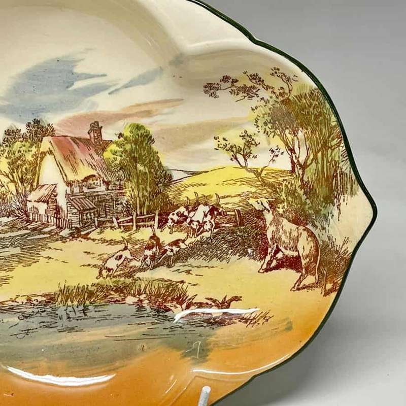 Royal Doulton Rustic England Art Nouveau Shaped  Bowl