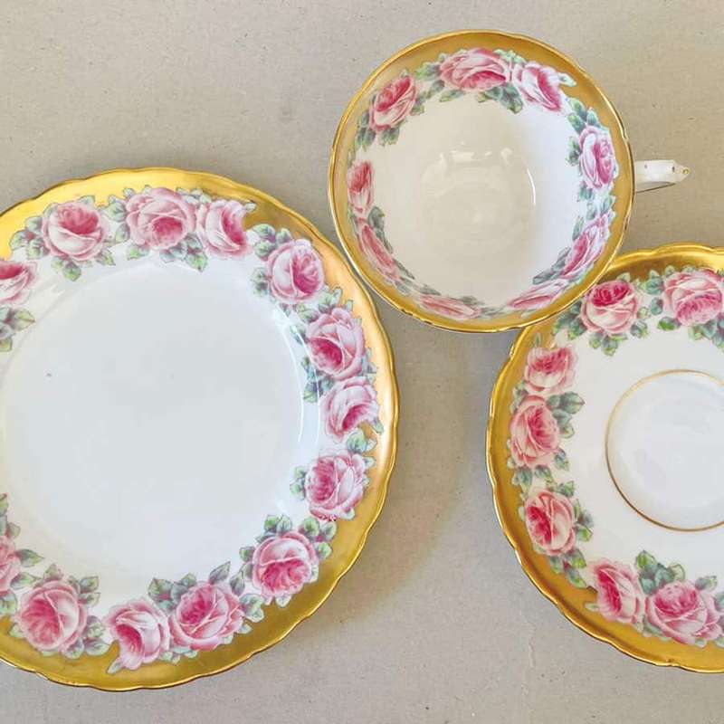 Tuscan China Pink Rose Trio