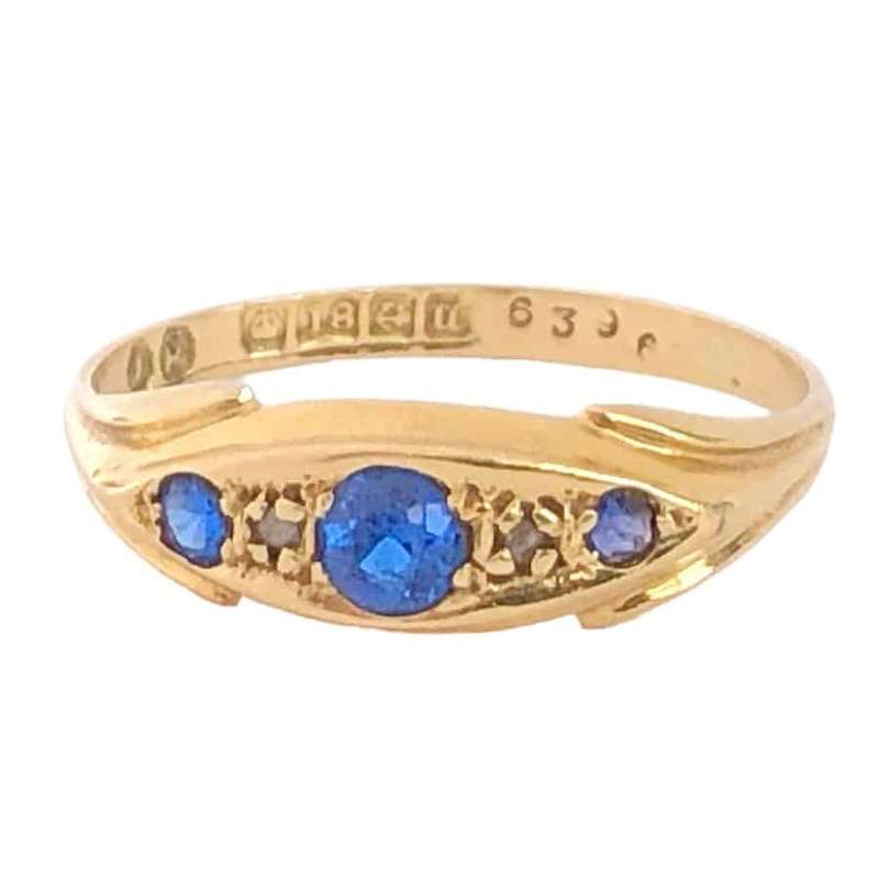 Victorian 18ct Gold Saphire And Diamond Ring