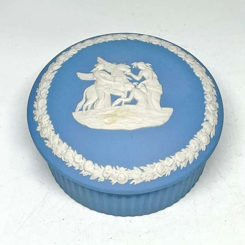 Wedgwood Jasperware Light Blue Pegasus Covered Jar