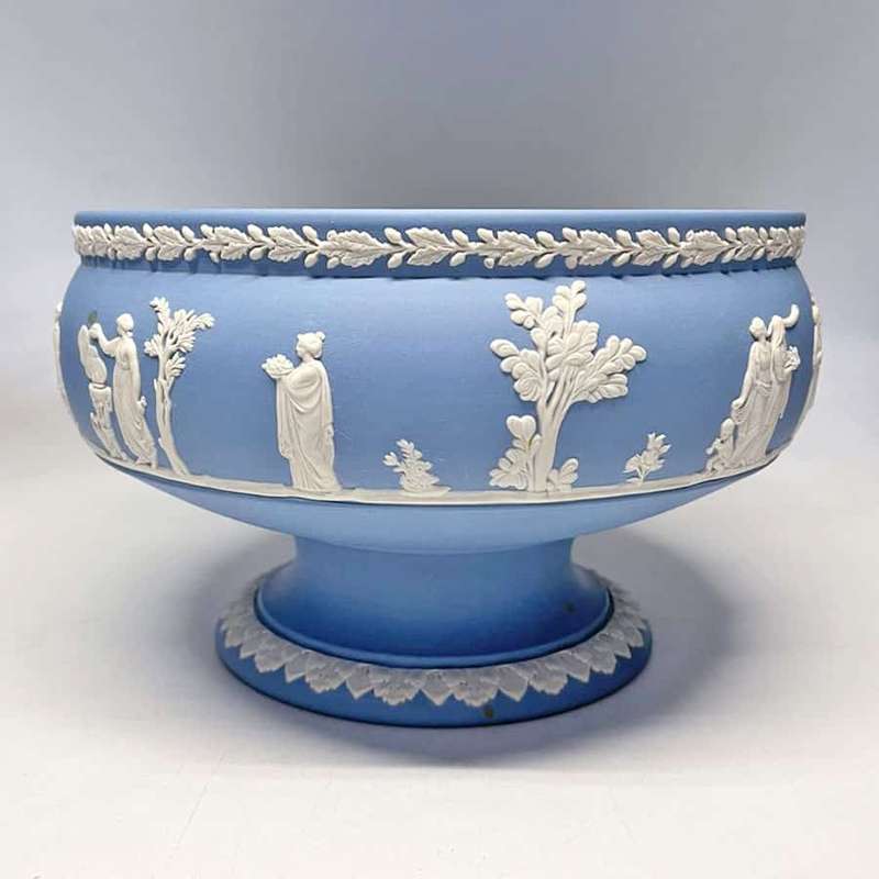 Wedgwood Light Blue Jasperware Pedestal Bowl
