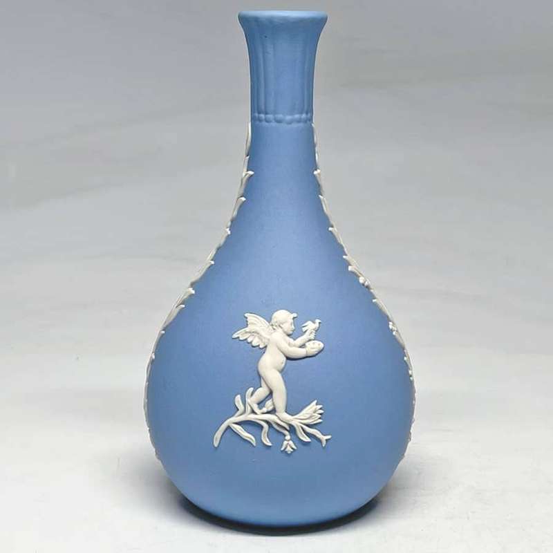 Wedgwood Light Blue Jasperware Cupid Bud Vase