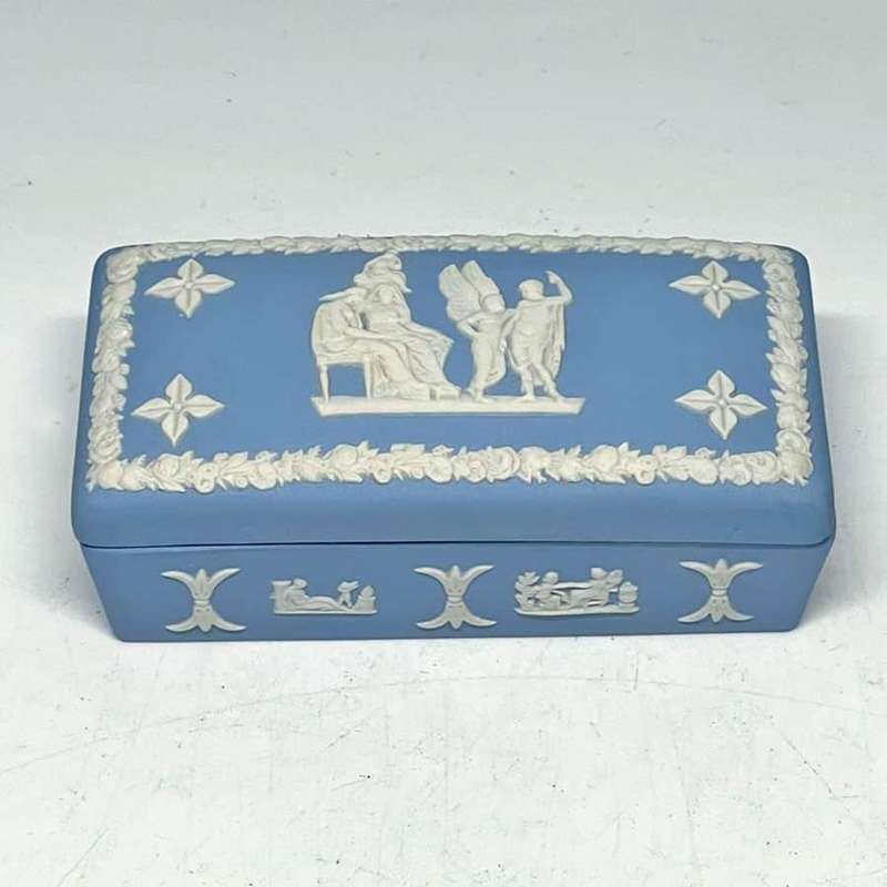 Wedgwood Light Blue Jasperware Maiden Angel Trinket Box