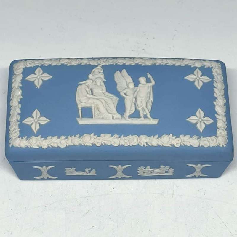 Wedgwood Light Blue Jasperware Maiden Angel Trinket Box