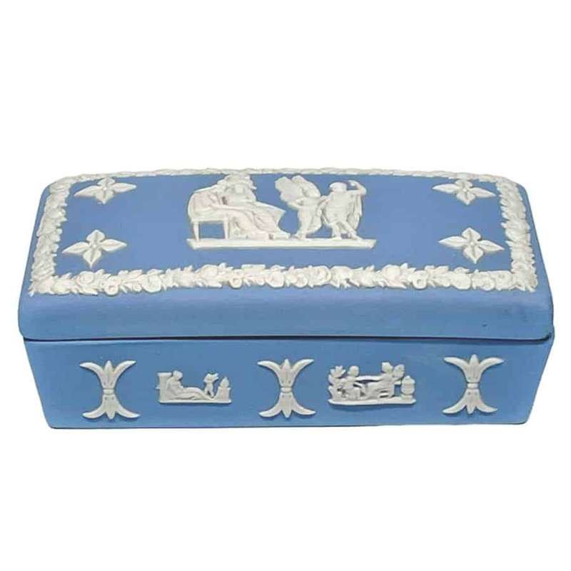 Wedgwood Light Blue Jasperware Maiden Angel Trinket Box