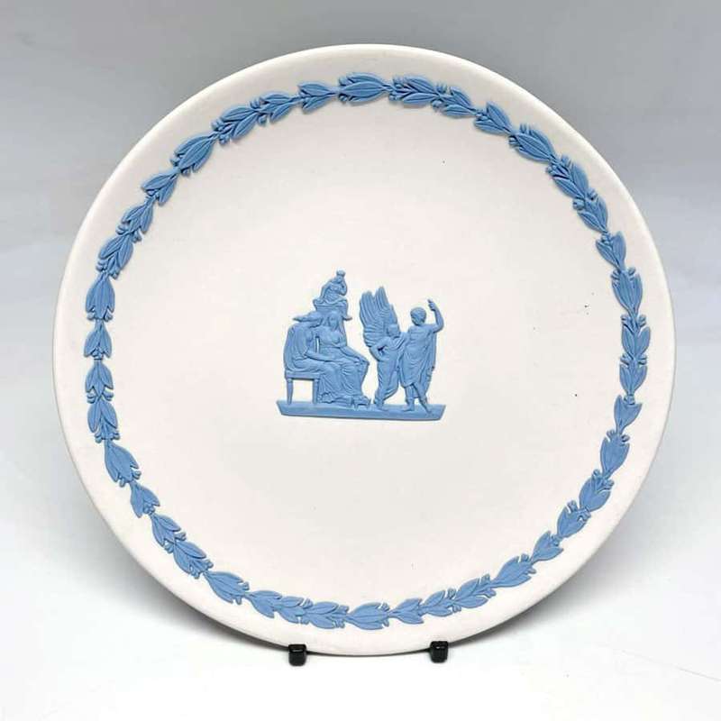 Wedgwood White and  Blue Jasper Ware Plate Angel