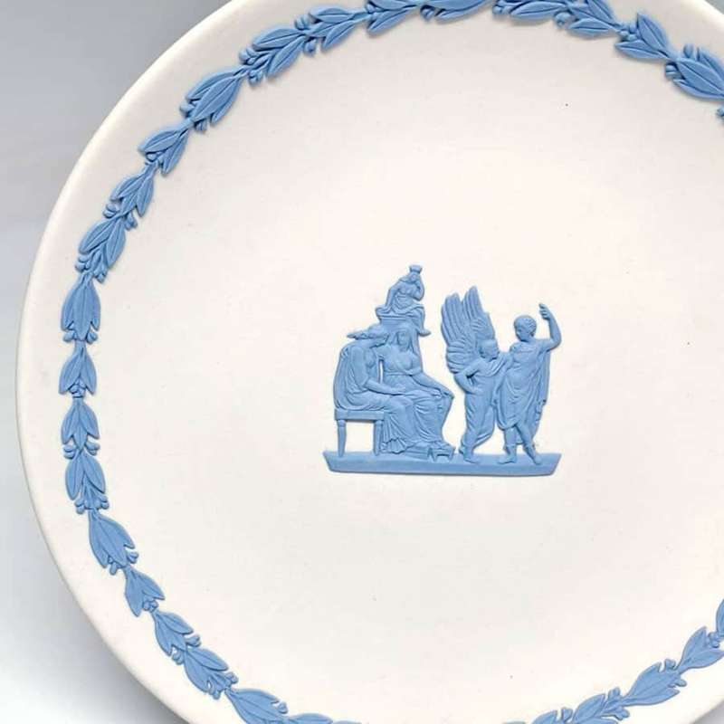 Wedgwood White and  Blue Jasper Ware Plate Angel