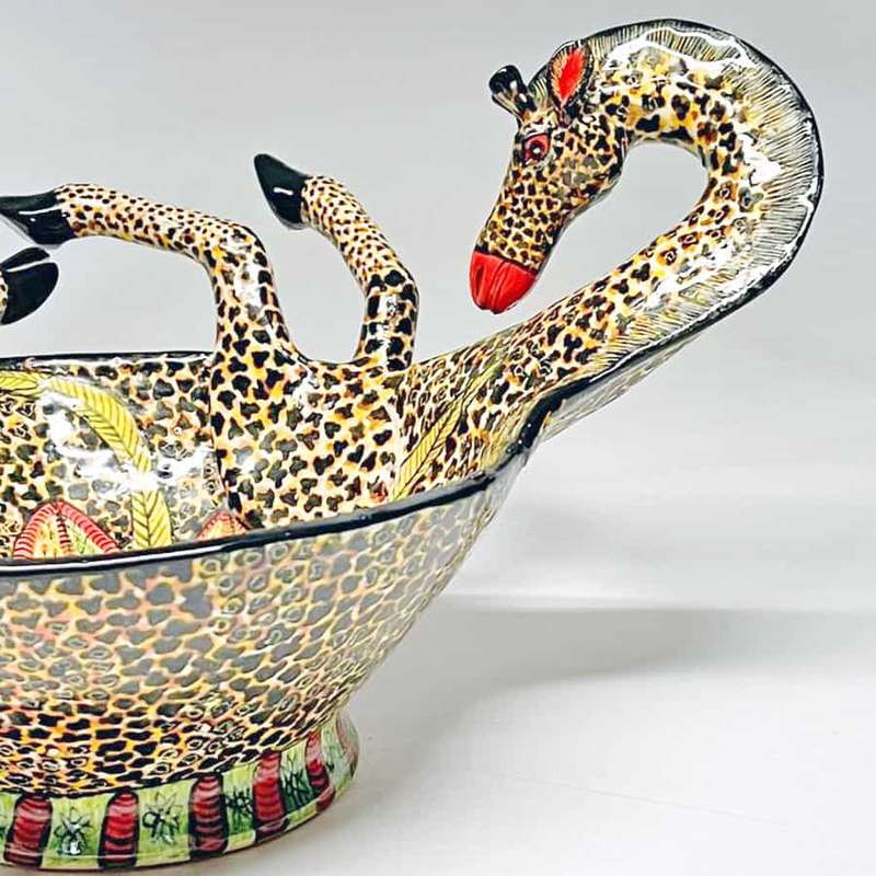 Ardmore Hand Painted Giraffe Bowl 2012