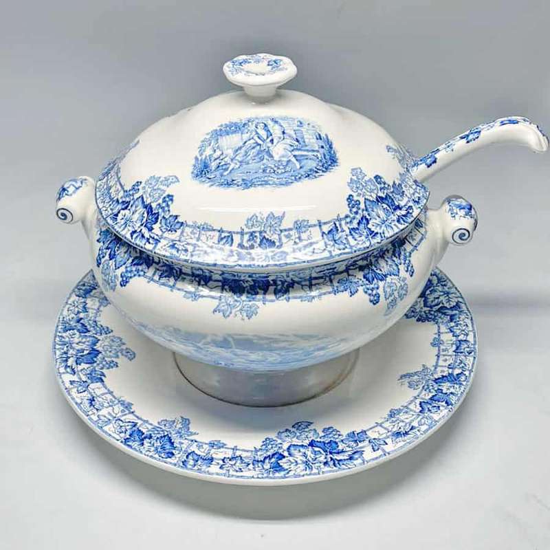 Copeland Spode Blue Byron Soup Toureen On Stand