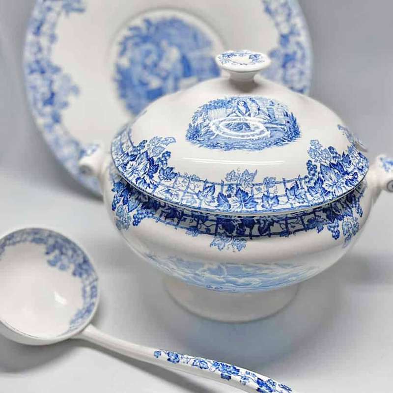 Copeland Spode Blue Byron Soup Toureen On Stand