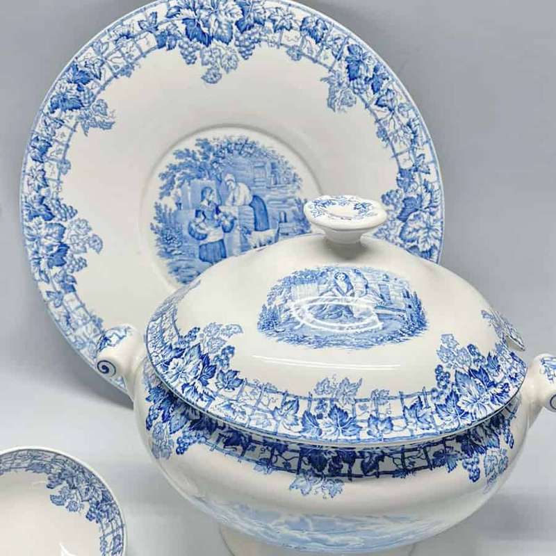 Copeland Spode Blue Byron Soup Toureen On Stand