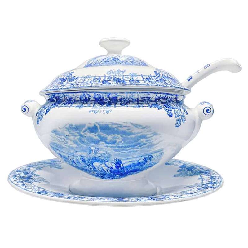 Copeland Spode Blue Byron Soup Toureen On Stand