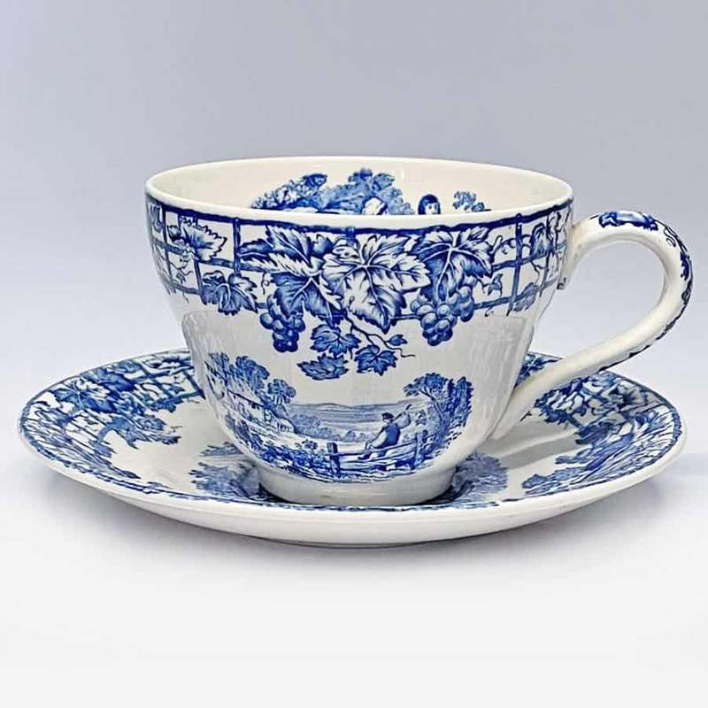 Copeland Spode Blue Byron Breakfast Tea Duo