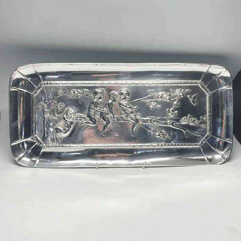 WMF Franz Von Stuck Jugendstil Silver Plated Cherub Wall Plaque