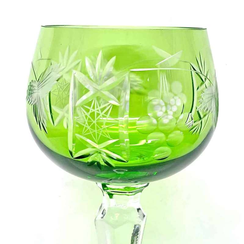 Bohemian Crystal Green Wine Glass