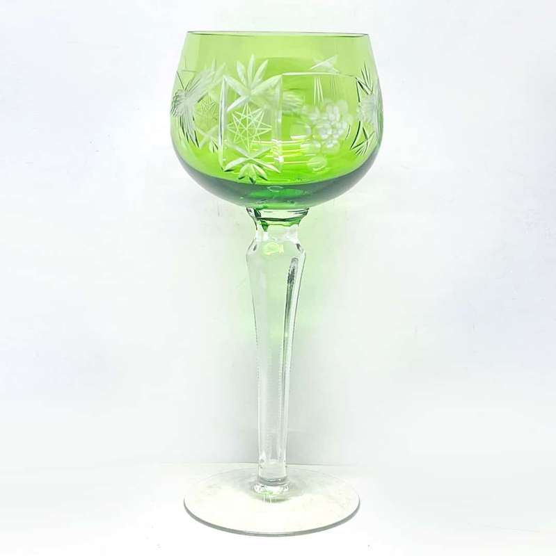 Bohemian Crystal Green Wine Glass