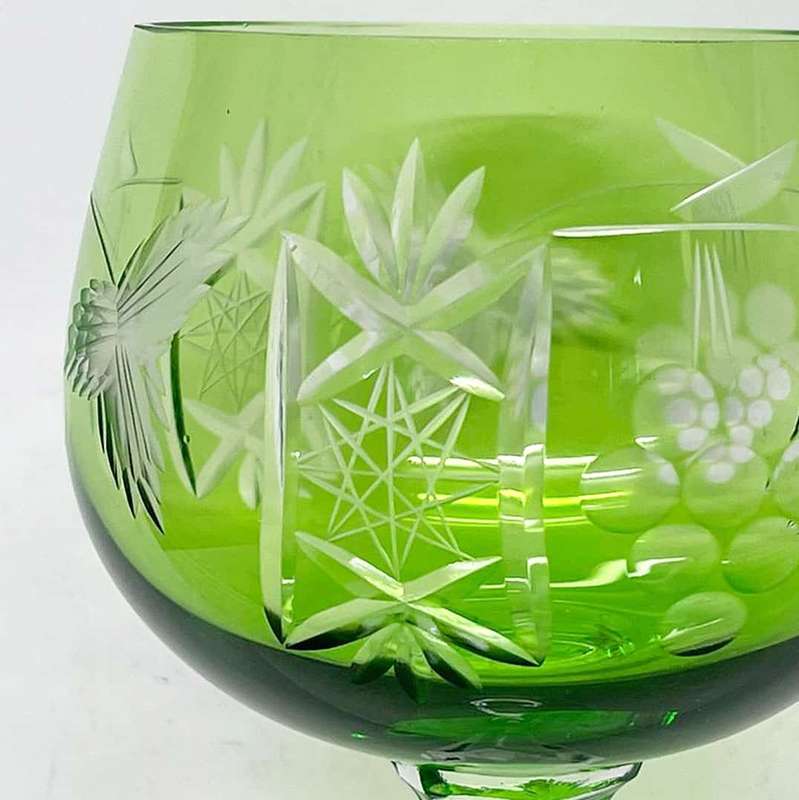 Bohemian Crystal Green Wine Glass