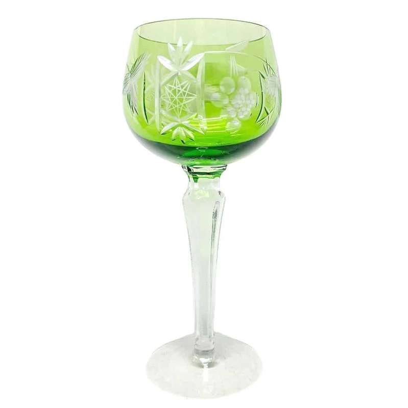 Bohemian Crystal Green Wine Glass