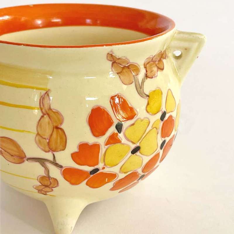 Clarice Cliff Bizarre Cauldron Orange Yellow Flowers