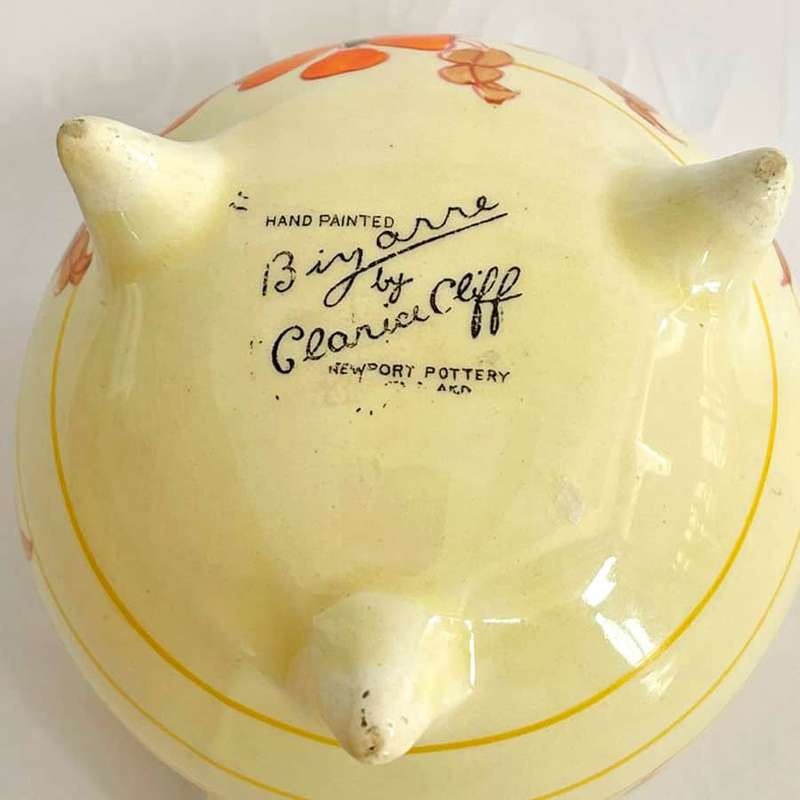 Clarice Cliff Bizarre Cauldron Orange Yellow Flowers