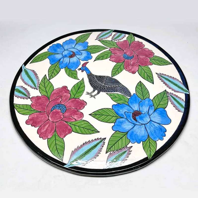 Large Ardmore Studio Bird and Floral Plate Nishali 1994