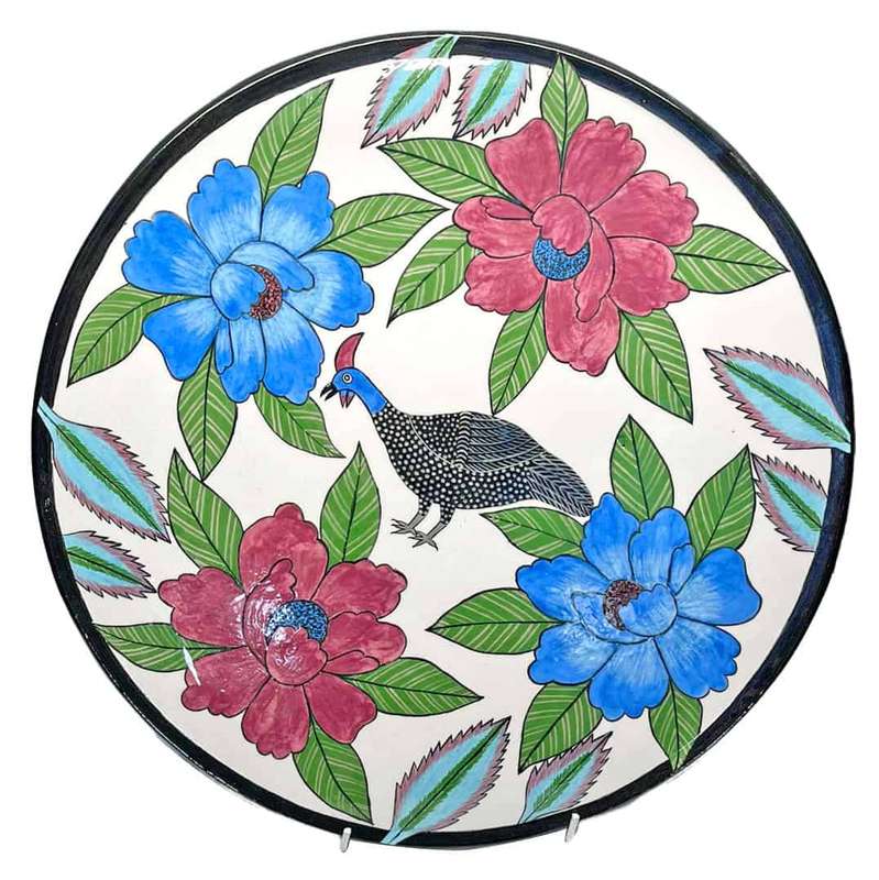Large Ardmore Studio Bird and Floral Plate Nishali 1994