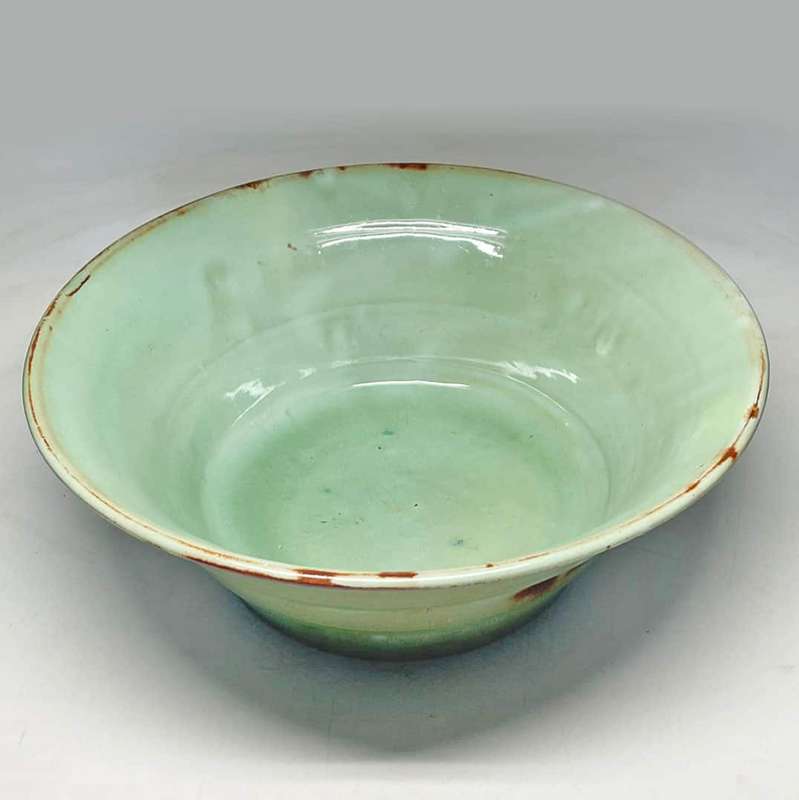 Linnware Celadon Green Ribbed Bowl