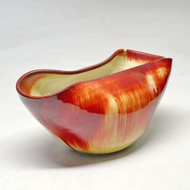 Linnware Brown Green Glazed Pinch Vase