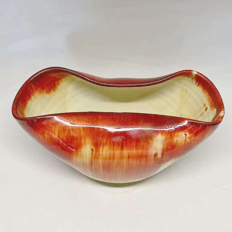 Linnware Brown Green Glazed Pinch Vase