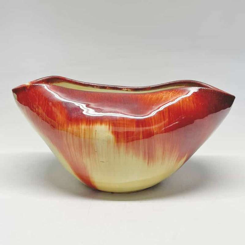 Linnware Brown Green Glazed Pinch Vase