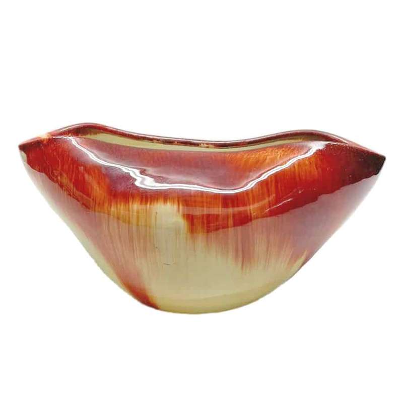 Linnware Brown Green Glazed Pinch Vase