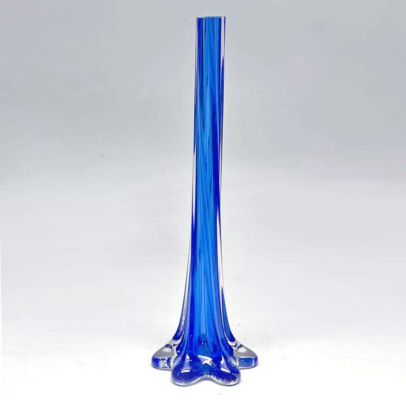 Murano Blue Swirl Glass Bud Vase