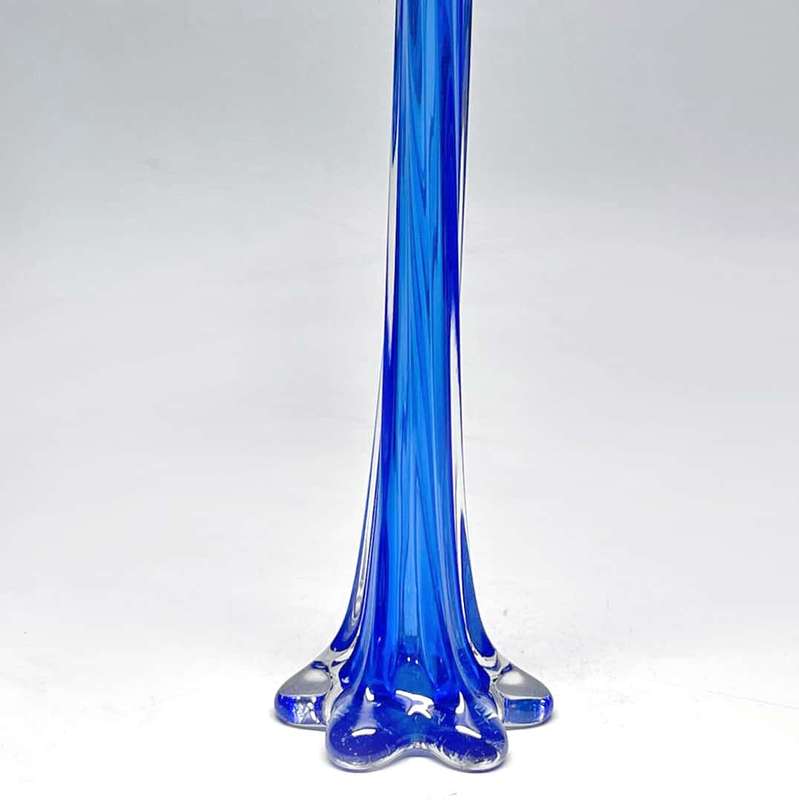 Murano Blue Swirl Glass Bud Vase