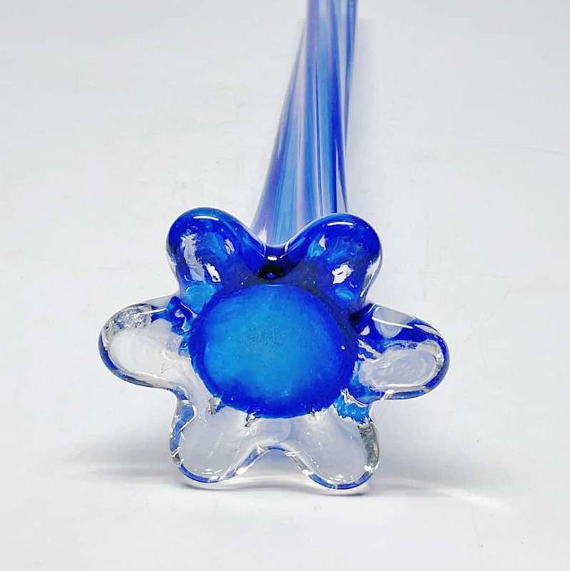 Murano Blue Swirl Glass Bud Vase
