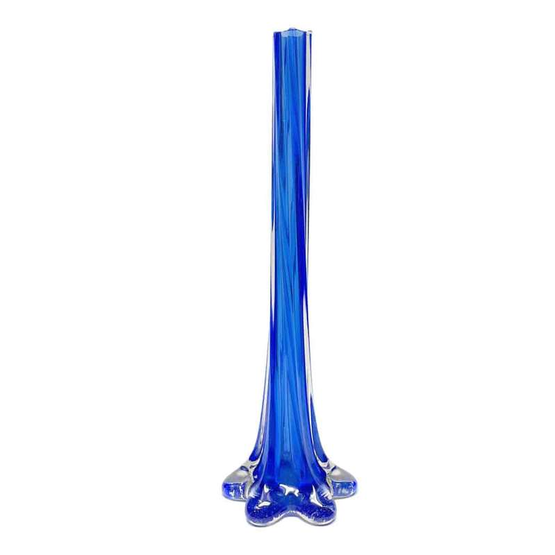 Murano Blue Swirl Glass Bud Vase