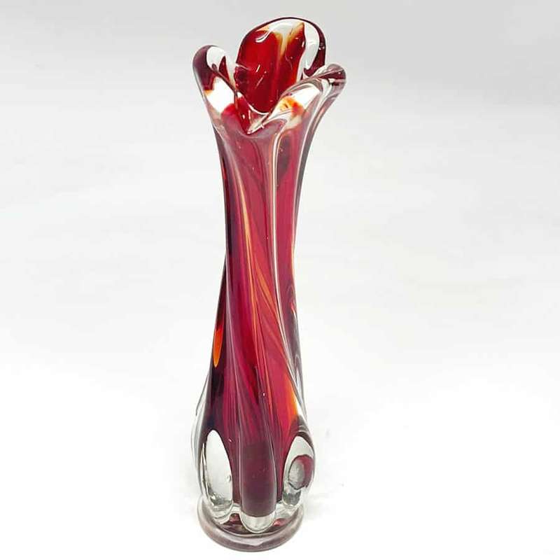 Murano Red Glass Bud Vase