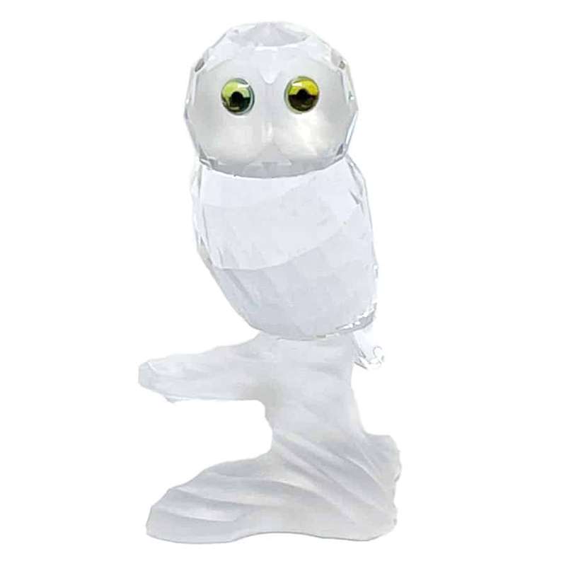 Swarovski Owl Green Eyes On Tree Trunk