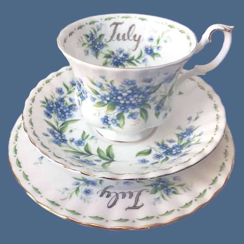 Royal Albert Flowers Of The Month July Forget Me Not Pattern Trio